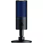 Razer Seiren X per PlayStation - USB Microfono a Condensatore da Streaming compatibile con PS4, PS5 e PC, Monitoraggio a Latenza Zero, Supporto Ammortizzato Integrato, Nero/Blu, (RZ19-02290200-R3G1), 10.41 x 19.55 x 21.33 cm
