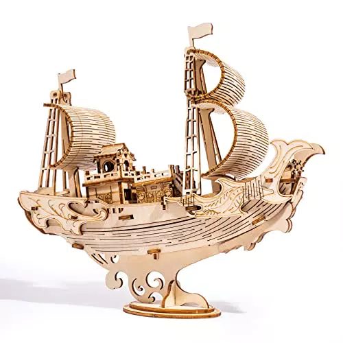 Robotime Puzzle 3D in Legno per Bambini e Adulti Kit di Costruzione di Barche Rompicapo Artigianale Kit Fai-da-Te per Bambini dagli 8 Anni in su