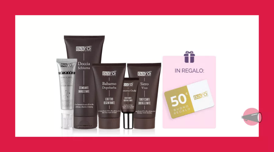 Offerta Trattamento per Uomo di Barò Cosmetics: in regalo il Buono Regalo di 50€ Barò!