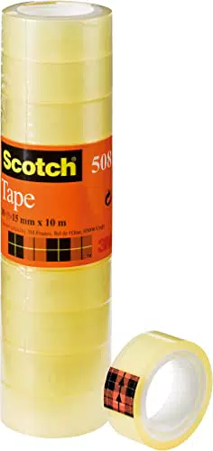 Scotch Nastro Adesivo 3M, Trasparente Acrilico, Confezione Torretta da 10 Pezzi