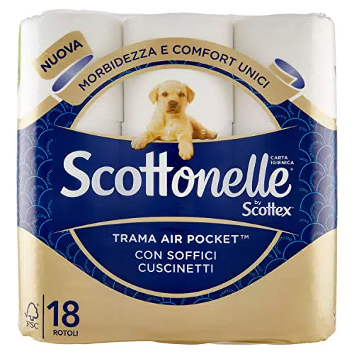 Scottonelle Carta Igienica Soffice e Trapuntata, Confezione da 18 Rotoli