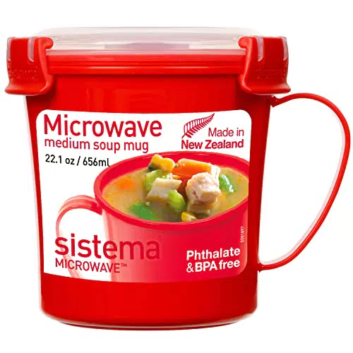 Sistema tazza per zuppa media per microonde, Contenitore per alimenti utilizzabile in microonde