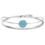 Swarovski Ginger Braccialetto Rigido, Placcato in Tonalità Rodio con Pavé di Brillanti Cristalli Blu Mare Swarovski
