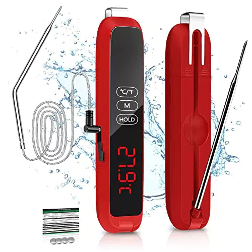 Termometro Cucina Digitale Termometro da Carne con 2 Sonda Lunga Acciaio Inossidabile Sonde & Filo Lungo & Magnete Display LCD con Controluce Termometri per Carne