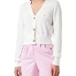 Tommy Jeans TJW Fitted Spring Cardigan Maglione, Ancient White