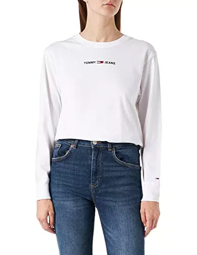 Tommy Jeans Tjw Reg Linear Logo LS T-Shirt, White