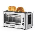Tostapane Acciaio Inox, 2 Fette, 1000W, con Finestra di Facile Visualizzazionelot Extra Lungo e Largo