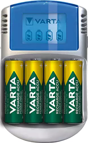 Varta Caricabatterie LCD per AA/AAA con 4 Batterie AA 2600 mAh