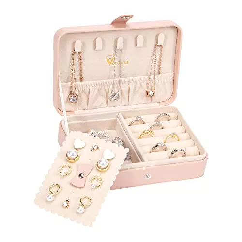Voova Rosa Portagioie Da Viaggio, 270g Portable Piccolo Cofanetto Portagioie per Donna Ragazza