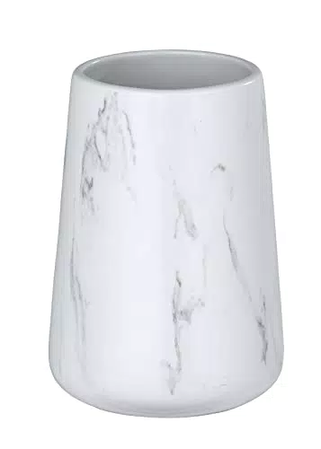 WENKO Bicchiere portaspazzolini Adrada bianco ceramica - Portaspazzolino per spazzolini e dentifricio