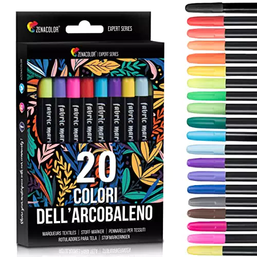 20 Pennarelli per Tessuti e Stoffa - Colori per Tessuto Atossici