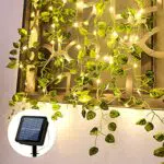 5M Luci LED Esterno Energia Solare 50 LED Artificiale Edera Edera Finta ALuci di Fata con Foglie per Alberi di Natale