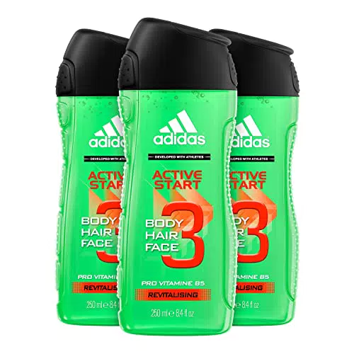 Adidas Active Start Gel Doccia Uomo, Bagnoschiuma 3 in 1 per Corpo