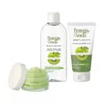 Bottega Verde - Set Completo Mela Verde e Kiwi per Pelli Grasse e Miste: Acqua Micellare Struccante + Crema Viso Gel Idratante e Opacizzante + Scrub Maschera Purificante 2in1