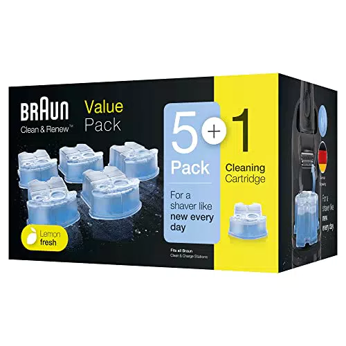 Braun Clean&Charge Cartucce Di Ricarica Per Rasoio Elettrico Barba, 5 Confezioni
