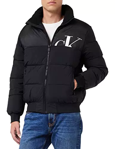 Calvin Klein Cut off Mix Media Puffer Piumini, CK Black