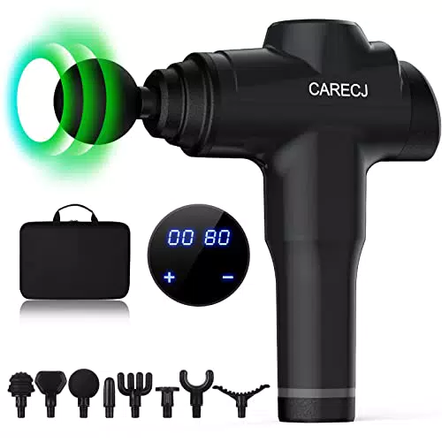 CARECJ X1 Pistola Massaggio Muscolareassaggiatore 32 Velocità Pistola Massaggiante Professionale 8 Testine
