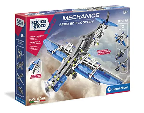 Clementoni- Laboratorio di Meccanica-Aerei ed Elicotteri Gioco di Construzioni