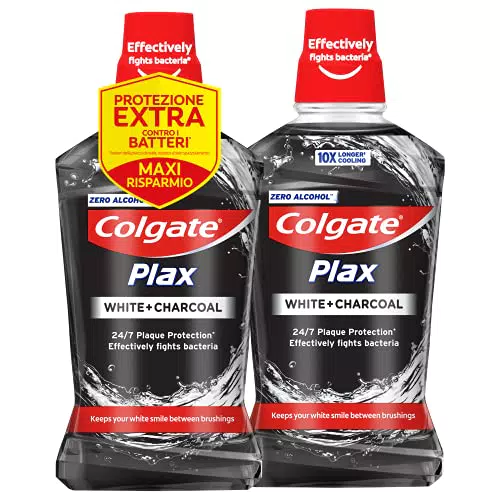 COLGATE Collutorio Plax Carbon+White Bipacco, con estratti di Carbone
