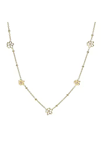 Fossil Collana a Catenina Georgia Vintage Flower da Donna con Madreperla Bianca