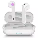 Cuffie Bluetooth Aoslen Auricolari Bluetooth 5.0 Wireless Cuffie senza fili Sportivi Con Stereo Impermeabile IPX6 Accoppiamento Automatico Tocco Intelligente per Huawei Xiaomi Samsung iPhone bianco