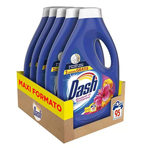 Dash Detersivo Lavatrice Liquido, 95 Lavaggi, Primaveraaxi Formato