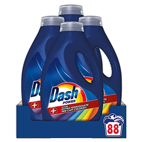 Dash Power Detersivo Liquido Lavatrice, 88 Lavaggi, Azione Extra-Igienizzante Per Capi Colorati
