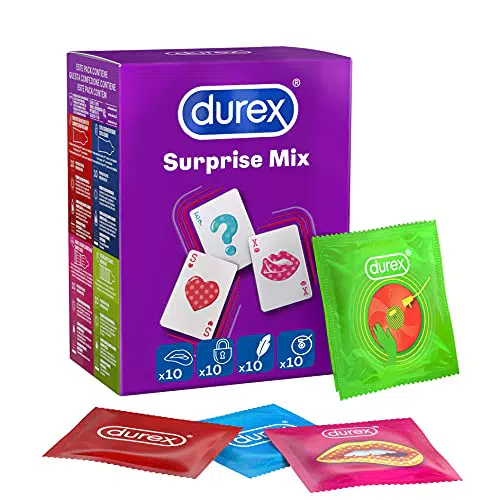 Durex Surprise Mix Preservativi Assortiti, Con Rilievi e Nervature e Sottili