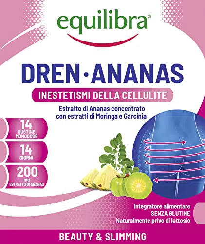 Equilibra Integratori Alimentari, Dren·Ananas, a base di Estratto Concentrato di Ananas con Estratti di Moringa e Garcinia