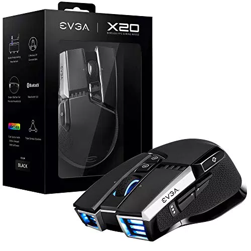 EVGA X20 Mouse da Gioco, Wireless, Nero, Personalizzabile