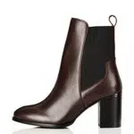 find. High Heeled Leather Stivali Chelsea, Prugna Viola