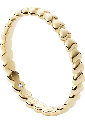 FOSSIL Anello da donna modello "All Stacked Up" in acciaio inossidabile dorato