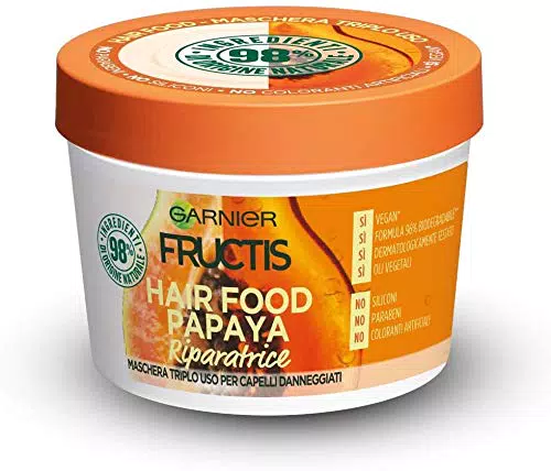 Garnier Hair Food Maschera Riparatrice 3 in 1 con Formula Vegana per Capelli Danneggiati