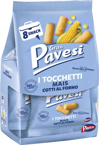 Gran Pavesi Snack Tocchettinack al Mais Cotti al Fornoenza Olio di Palma - 8 Pacchetti