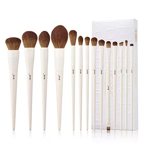Jessup Pennelli Make Up 14 pezzi Vegano Set Pennelli Make Up Professionali Fondotinta in polvere Evidenziatore Correttore Ombretto Matita per sopracciglia Spoolie Capelli sintetici T329
