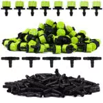 Kalolary 200pz Kit di Accessori per Micro Sistema Irrigazione a Goccia Automatica 100pz Verde Gocciolatore a Goccia 100pz Tee Connettore Tubo Gocciolatori Kit Irrigazione Orto