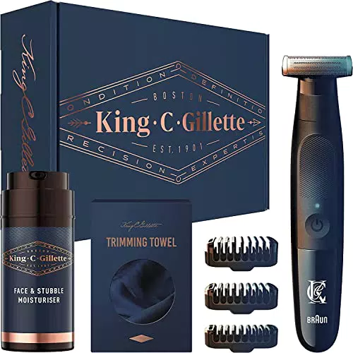 King C. Gillette Style Master + 3 Pettini Regolatori, Crema Idratante Barba e Mantella Da Barba