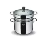 Lagostina Pastaiola in Acciaio Inox 18/10 + Coperchio in Vetro e Cestello Scolapasta