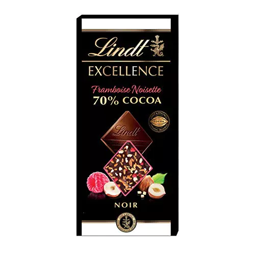 Lindt Excellence Passion Tavoletta di Cioccolato Fondente 70% cacao con Lampone e Nocciole