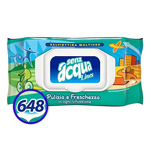 Lines senzacqua Salviettine Multiuso, 12 Confezioni da 54 Pezzi, 648 Salviettine