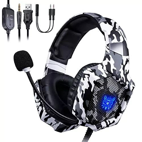 MACTREM Cuffie Gaming per PS4, Cuffie Over Ear, Cuffie da Gioco Over Ear con Microfono