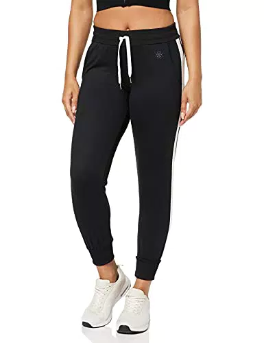 AURIQUE Leggings Sportivi Donna, Nero/Bianco, 42