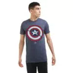 Marvel Captain America Shield T-Shirt, Blu Grigio