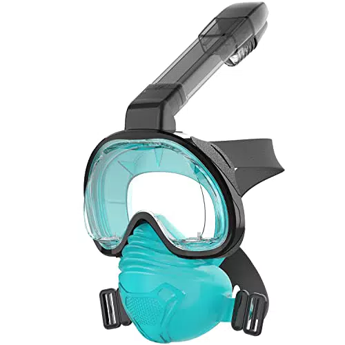 Maschera da Immersione Maschera a Pieno Facciale, Maschera da Snorkeling Pieghevole con Visuale Panoramica 180° e Supporto per Fotocamera