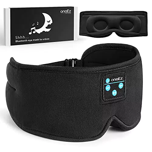 Mascherina per Dormire Bluetooth 5.0, onaEz 3D Maschera Notte Occhi Lavabile
