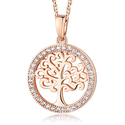 MEGA CREATIVE JEWELRY Collana da Donna Albero Della Vita Ciondolo Gioielli in Argento 925 con Cristalli Idee Regalo Donna Originale per Lei Mamma Moglie Fidanzata Compleanno Anniversario