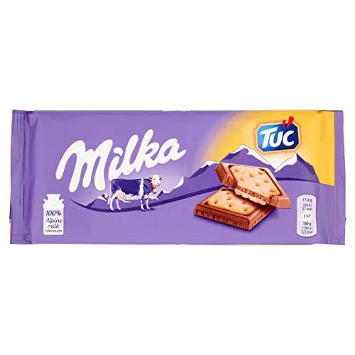 Milka, Tuc, Tavoletta di Cioccolato al Latte Ripieno di Biscotti Tuc