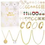MJARTORIA Fiocco di neve gioielli calendario dell'Avvento 2022 calendario natalizio per donne donne ragazze Natale conto alla rovescia Calendario dell'Avvento con 24 sorprese regalo di Natale