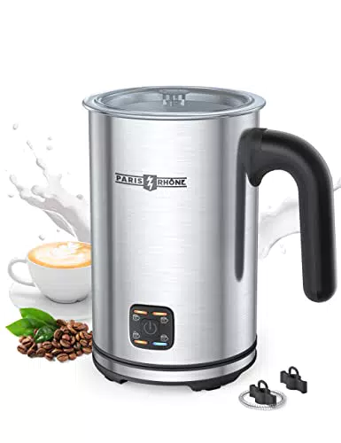 Montalatte Elettrico, 4 in 1 Riscaldalatte in Acciaio Inox con Funzione Latte automatica Calda/Fredda per Latte
