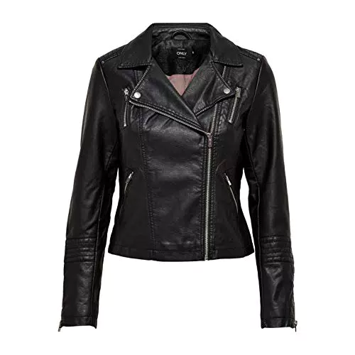 Only Onlgemma Faux Leather Biker Otw Noos Giacca, Black Black
